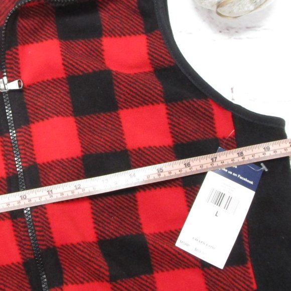Chaps Sport Red & Black Buffalo Plaid Super Soft Fleece Vest (L) - NWT :-) - Picture 5 of 7